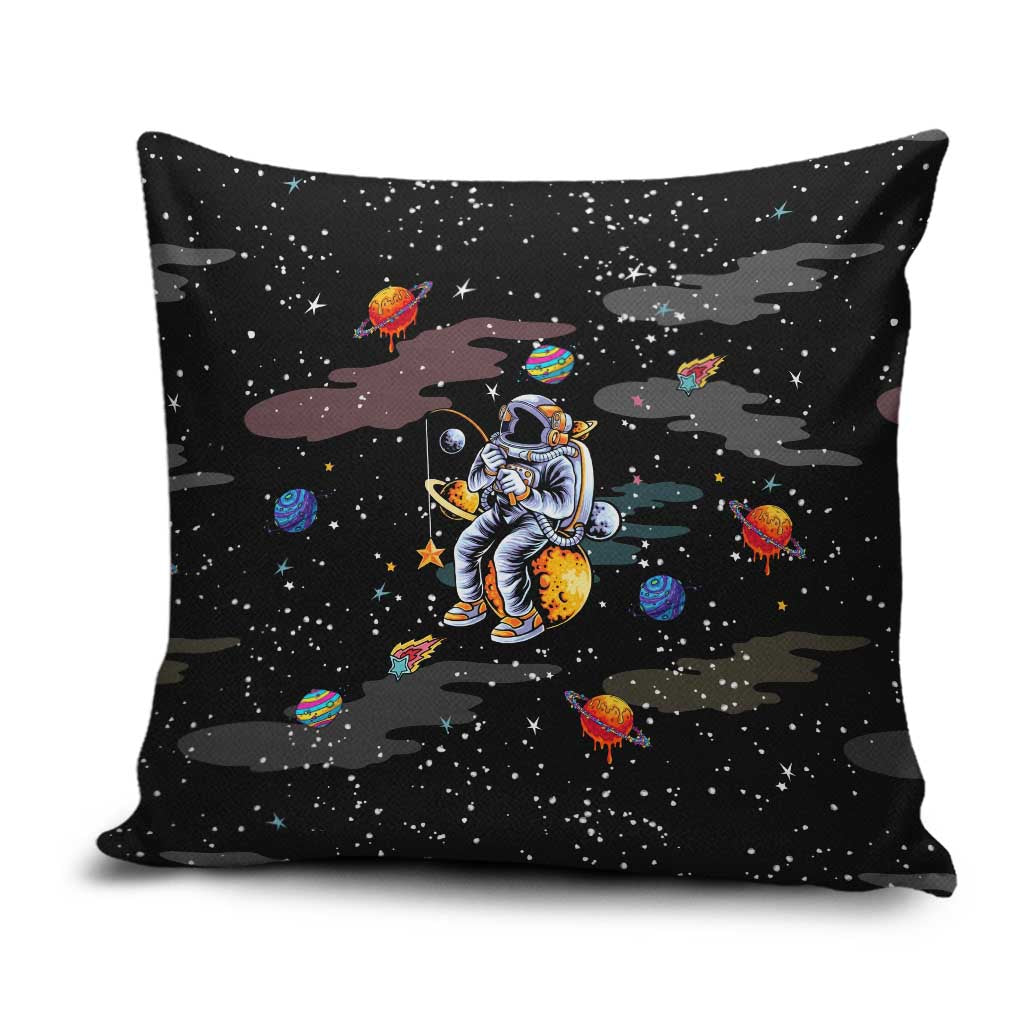 Funny Astronaut Fishing In Space Christmas Pillow Cover Xmas Holiday Patterns - Wonder Print Shop