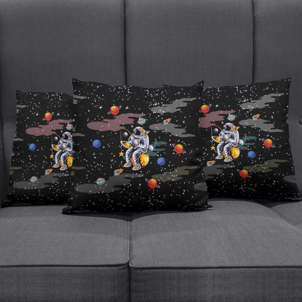 Funny Astronaut Fishing In Space Christmas Pillow Cover Xmas Holiday Patterns - Wonder Print Shop