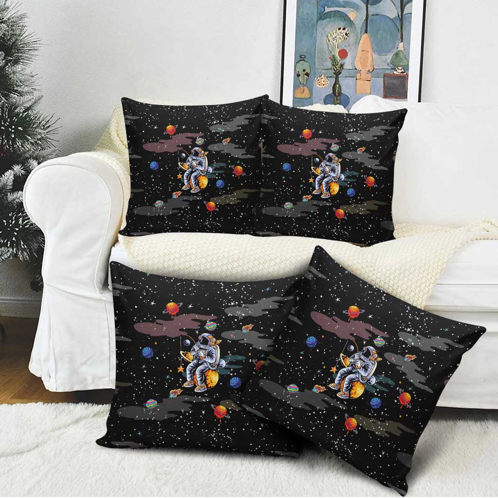 Funny Astronaut Fishing In Space Christmas Pillow Cover Xmas Holiday Patterns - Wonder Print Shop