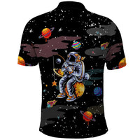 Funny Astronaut Fishing In Space Christmas Polo Shirt Xmas Holiday Patterns - Wonder Print Shop