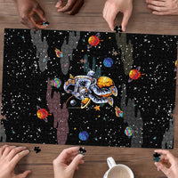 Funny Astronaut Fishing In Space Christmas Puzzle Xmas Holiday Patterns - Wonder Print Shop