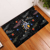 Funny Astronaut Fishing In Space Christmas Rubber Doormat Xmas Holiday Patterns - Wonder Print Shop