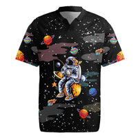 Funny Astronaut Fishing In Space Christmas Rugby Jersey Xmas Holiday Patterns - Wonder Print Shop