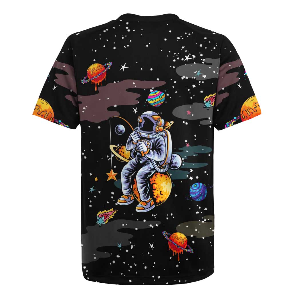 Funny Astronaut Fishing In Space Christmas Rugby Jersey Xmas Holiday Patterns - Wonder Print Shop