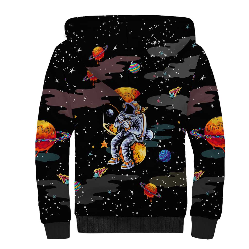 Funny Astronaut Fishing In Space Christmas Sherpa Hoodie Xmas Holiday Patterns - Wonder Print Shop