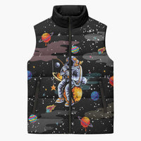 Funny Astronaut Fishing In Space Christmas Sleeveless Puffer Jacket Xmas Holiday Patterns - Wonder Print Shop