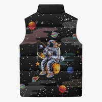 Funny Astronaut Fishing In Space Christmas Sleeveless Puffer Jacket Xmas Holiday Patterns - Wonder Print Shop