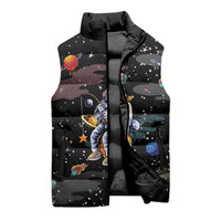 Funny Astronaut Fishing In Space Christmas Sleeveless Puffer Jacket Xmas Holiday Patterns - Wonder Print Shop