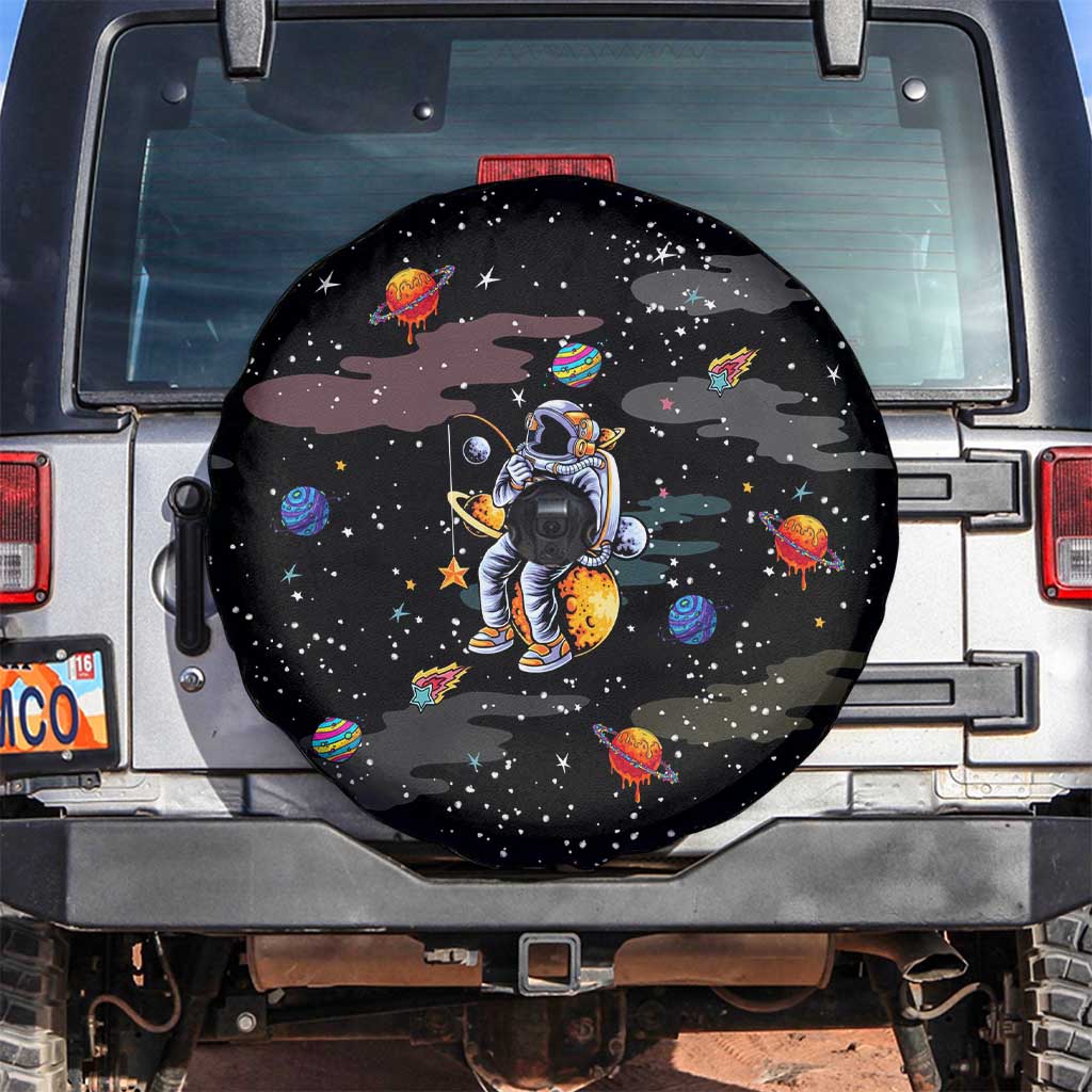 Funny Astronaut Fishing In Space Christmas Spare Tire Cover Xmas Holiday Patterns - Wonder Print Shop