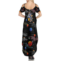 Funny Astronaut Fishing In Space Christmas Summer Maxi Dress Xmas Holiday Patterns - Wonder Print Shop