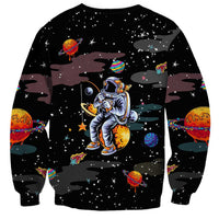 Funny Astronaut Fishing In Space Christmas Sweatshirt Xmas Holiday Patterns - Wonder Print Shop