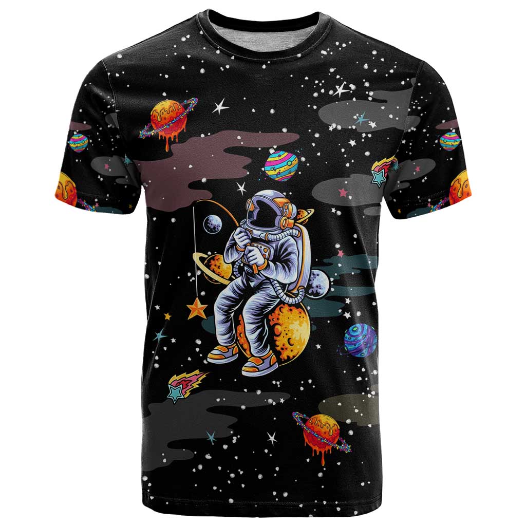 Funny Astronaut Fishing In Space Christmas T Shirt Xmas Holiday Patterns - Wonder Print Shop