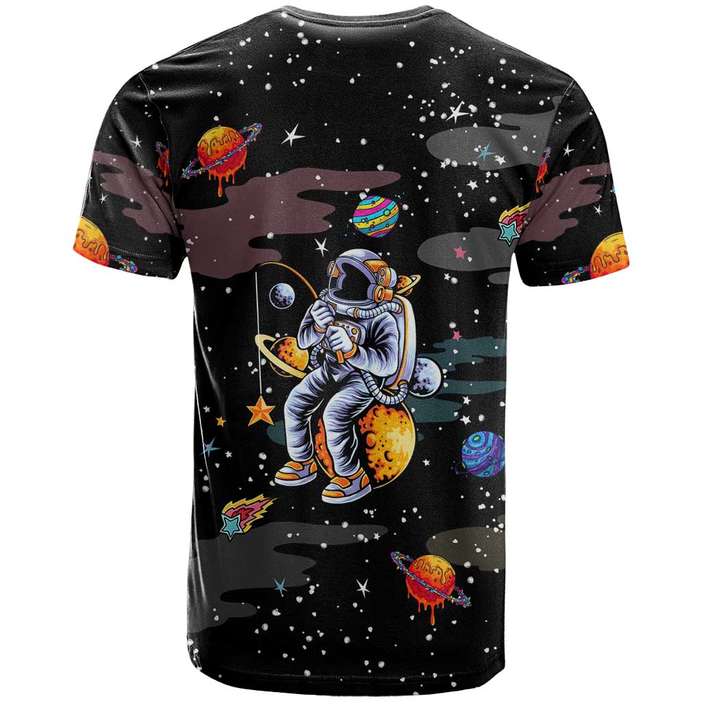 Funny Astronaut Fishing In Space Christmas T Shirt Xmas Holiday Patterns - Wonder Print Shop