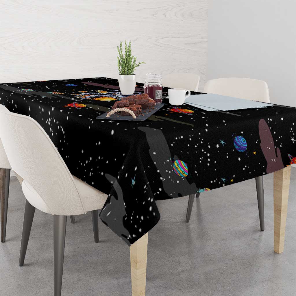 Funny Astronaut Fishing In Space Christmas Tablecloth Xmas Holiday Patterns - Wonder Print Shop