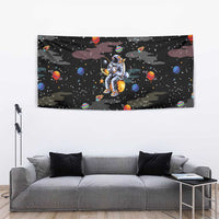 Funny Astronaut Fishing In Space Christmas Tapestry Xmas Holiday Patterns - Wonder Print Shop
