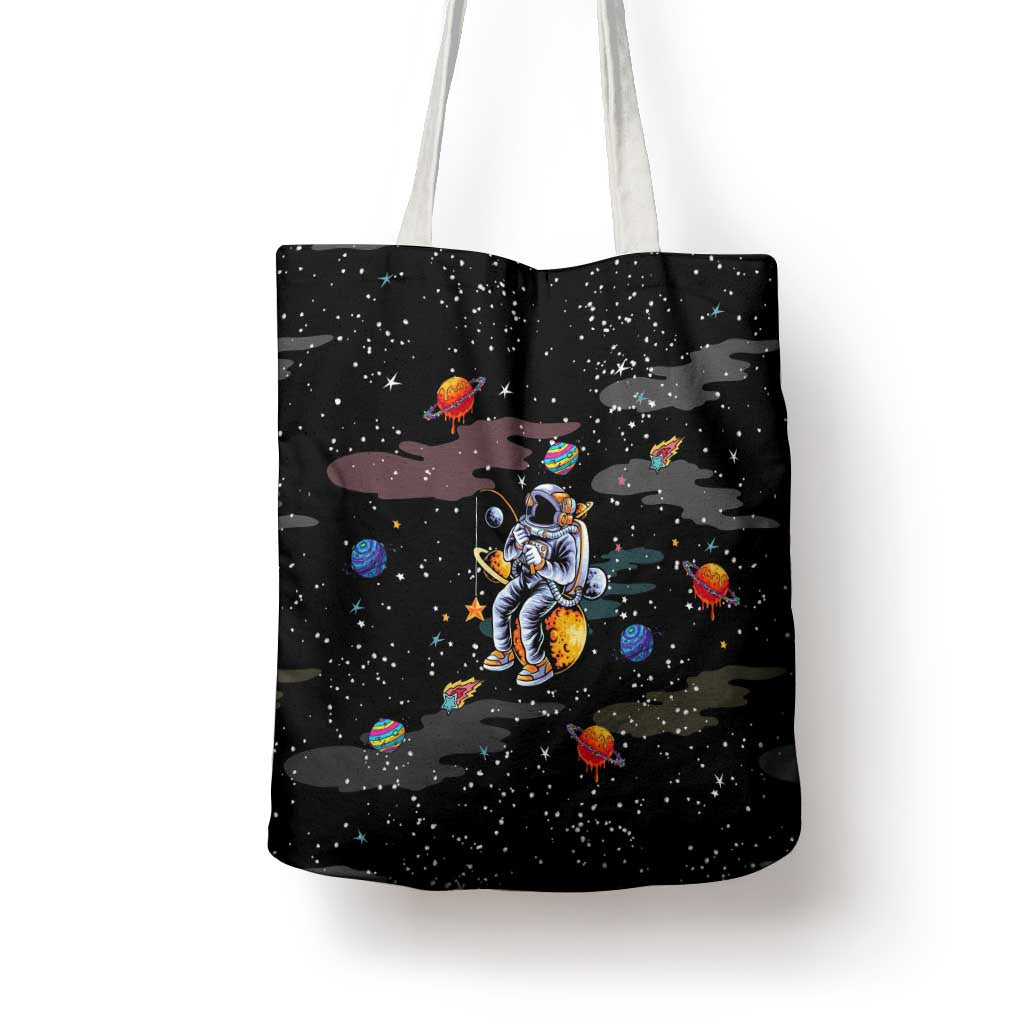 Funny Astronaut Fishing In Space Christmas Tote Bag Xmas Holiday Patterns - Wonder Print Shop