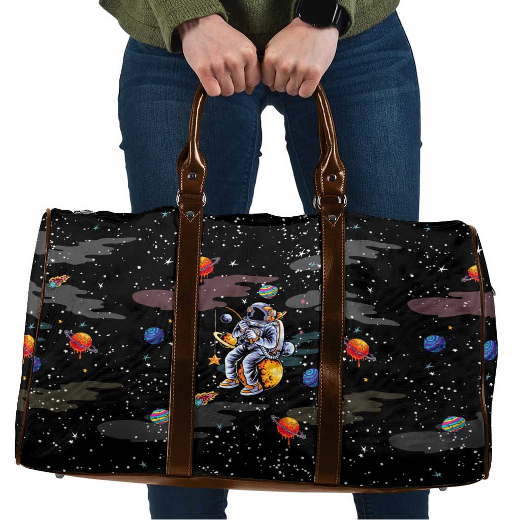 Funny Astronaut Fishing In Space Christmas Travel Bag Xmas Holiday Patterns - Wonder Print Shop