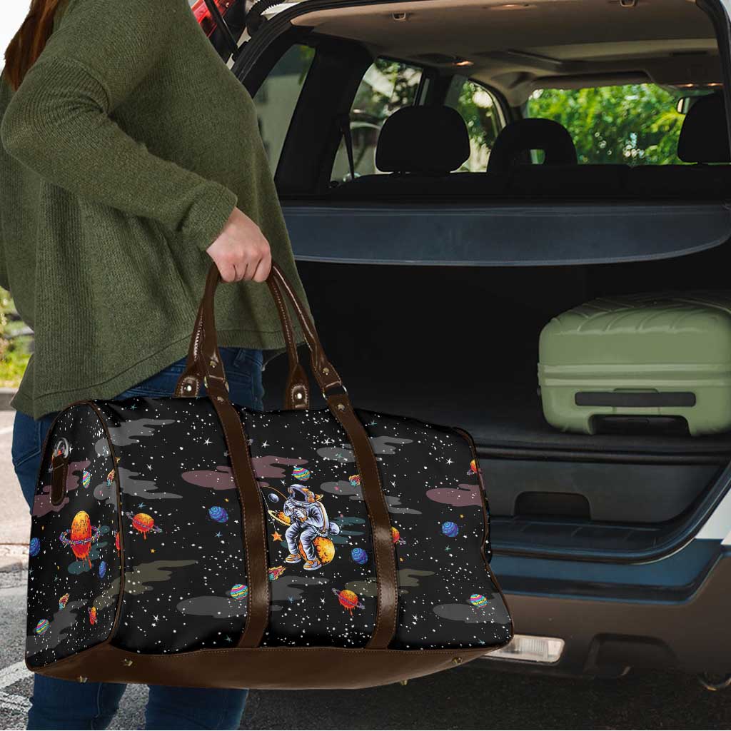 Funny Astronaut Fishing In Space Christmas Travel Bag Xmas Holiday Patterns - Wonder Print Shop