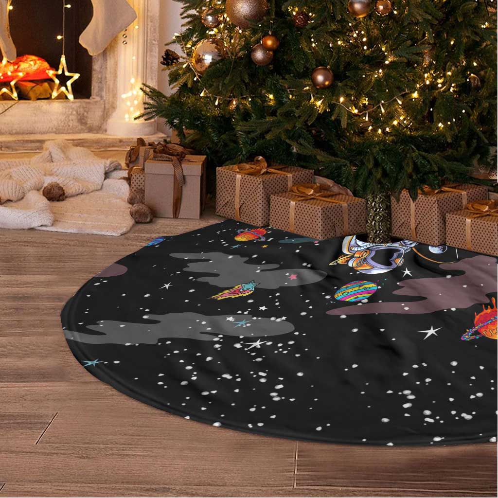 Funny Astronaut Fishing In Space Christmas Tree Skirt Xmas Holiday Patterns - Wonder Print Shop