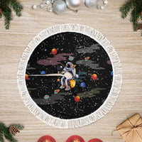 Funny Astronaut Fishing In Space Christmas Tree Skirt Xmas Holiday Patterns - Wonder Print Shop