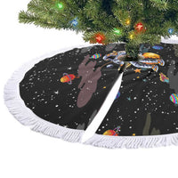 Funny Astronaut Fishing In Space Christmas Tree Skirt Xmas Holiday Patterns - Wonder Print Shop