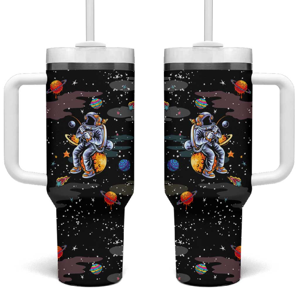 Funny Astronaut Fishing In Space Christmas Tumbler With Handle Xmas Holiday Patterns - Wonder Print Shop