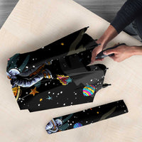 Funny Astronaut Fishing In Space Christmas Umbrella Xmas Holiday Patterns - Wonder Print Shop