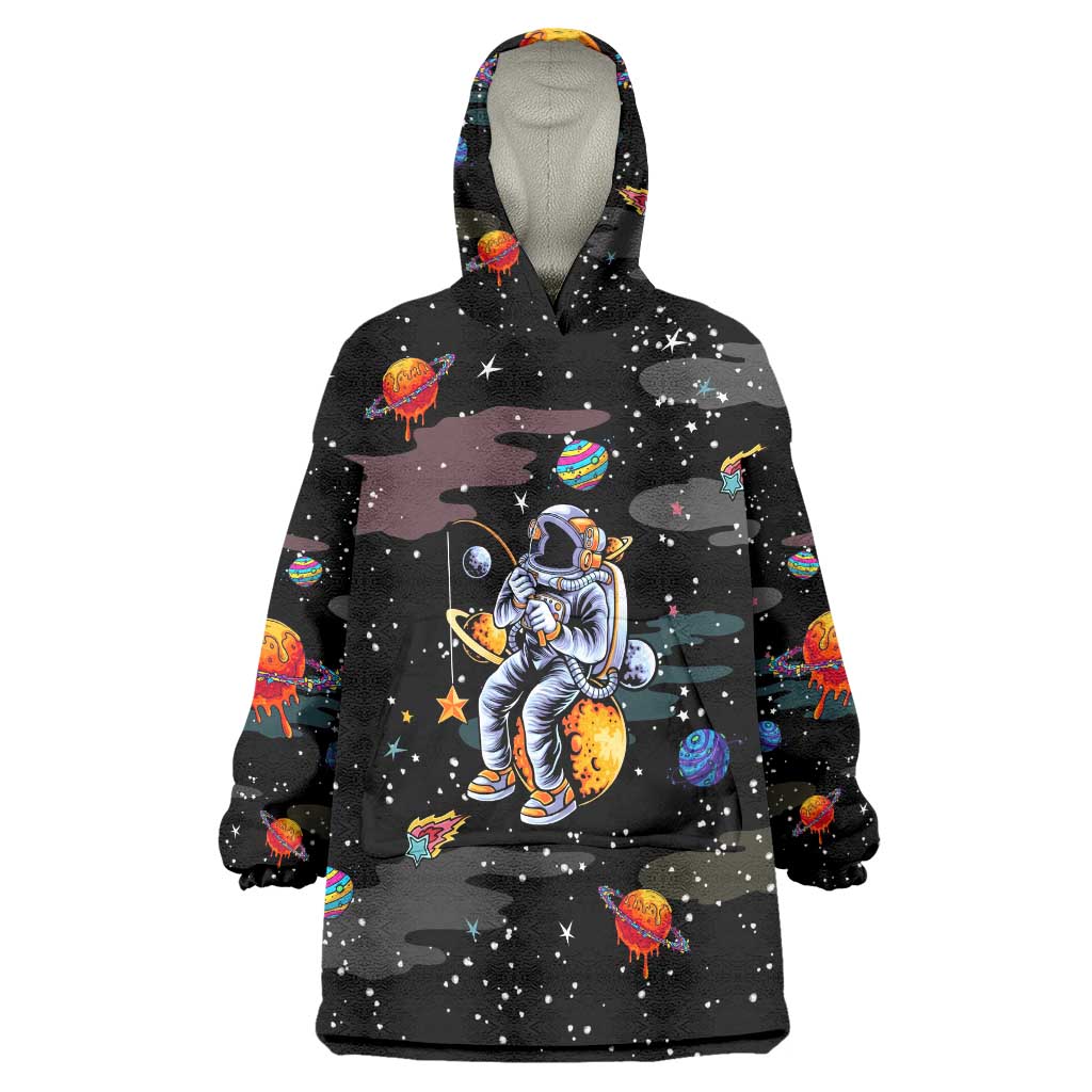 Funny Astronaut Fishing In Space Christmas Wearable Blanket Hoodie Xmas Holiday Patterns - Wonder Print Shop