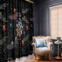 Funny Astronaut Fishing In Space Christmas Window Curtain Xmas Holiday Patterns - Wonder Print Shop
