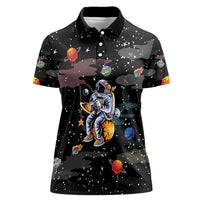 Funny Astronaut Fishing In Space Christmas Women Polo Shirt Xmas Holiday Patterns - Wonder Print Shop