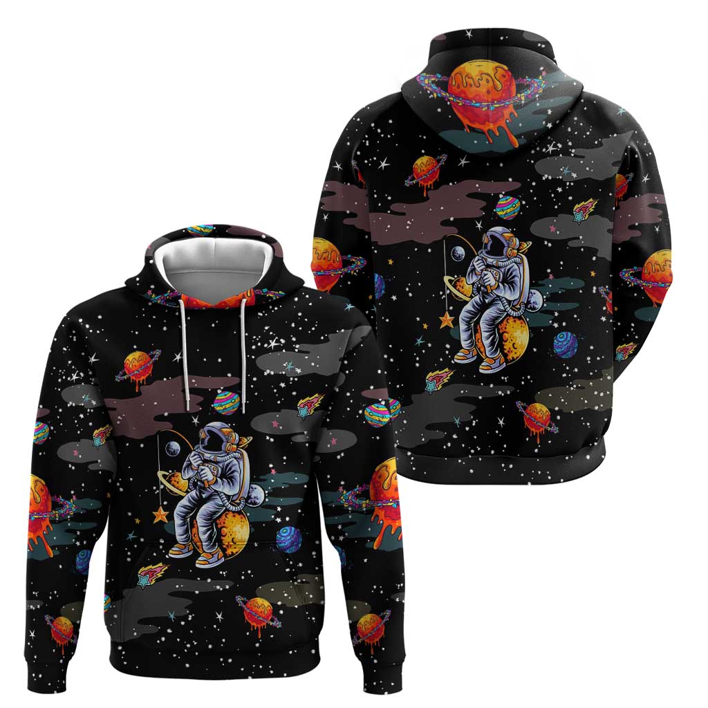Funny Astronaut Fishing In Space Christmas Zip Hoodie Xmas Holiday Patterns - Wonder Print Shop