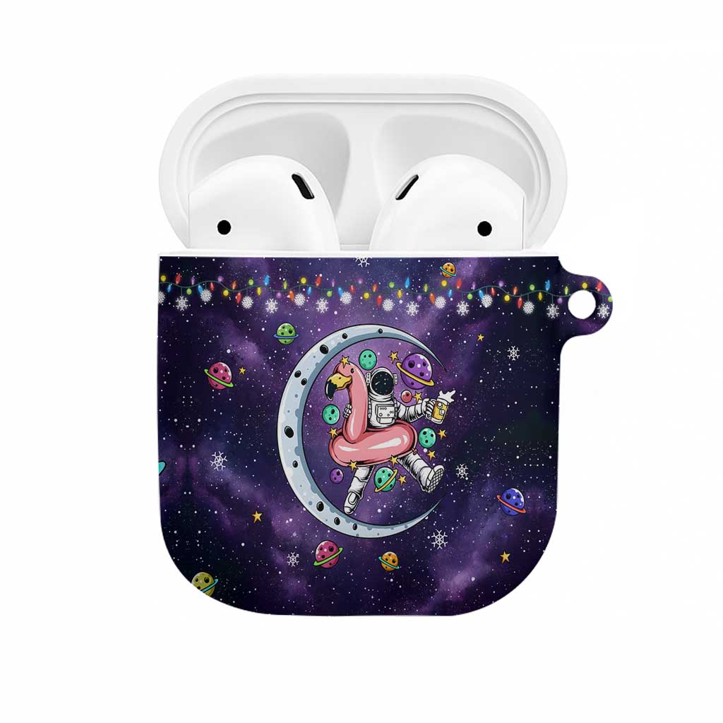 Funny Astronauts Sit On Flamingo Christmas AirPods Case Xmas Holiday Patterns - Wonder Print Shop
