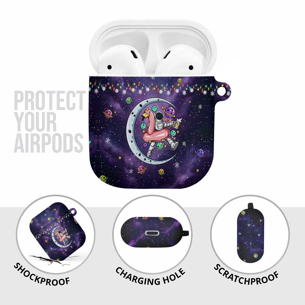 Funny Astronauts Sit On Flamingo Christmas AirPods Case Xmas Holiday Patterns - Wonder Print Shop