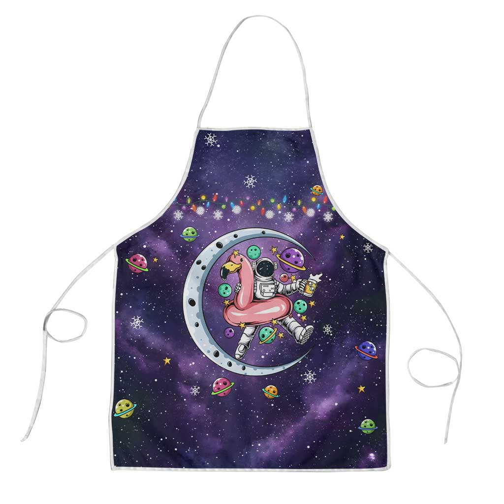Funny Astronauts Sit On Flamingo Christmas Apron Xmas Holiday Patterns - Wonder Print Shop