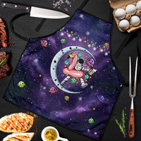 Funny Astronauts Sit On Flamingo Christmas Apron Xmas Holiday Patterns - Wonder Print Shop