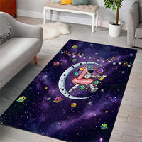 Funny Astronauts Sit On Flamingo Christmas Area Rug Xmas Holiday Patterns - Wonder Print Shop