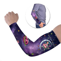 Funny Astronauts Sit On Flamingo Christmas Arm Sleeves Xmas Holiday Patterns - Wonder Print Shop