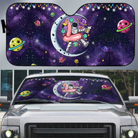 Funny Astronauts Sit On Flamingo Christmas Auto Sun Shade Xmas Holiday Patterns - Wonder Print Shop