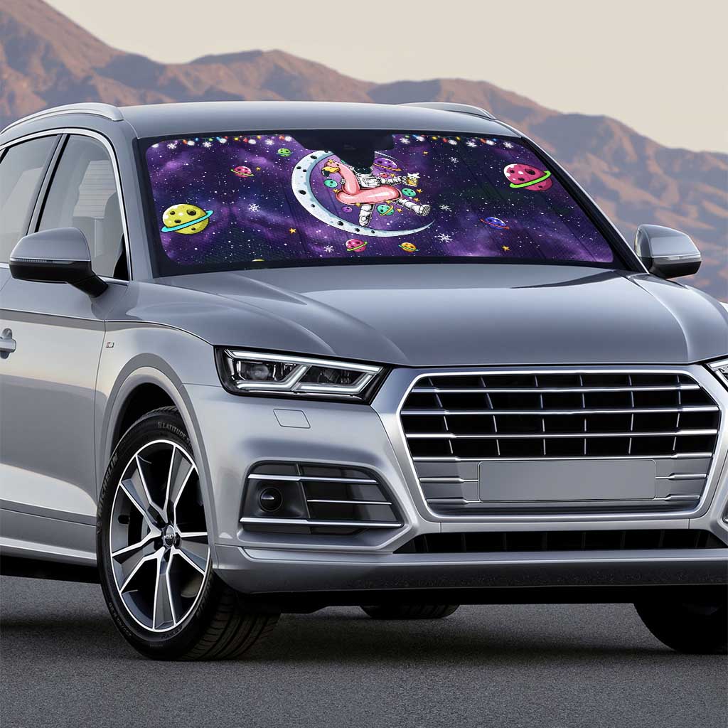 Funny Astronauts Sit On Flamingo Christmas Auto Sun Shade Xmas Holiday Patterns - Wonder Print Shop