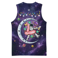 Funny Astronauts Sit On Flamingo Christmas Basketball Jersey Xmas Holiday Patterns - Wonder Print Shop