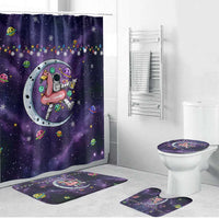 Funny Astronauts Sit On Flamingo Christmas Bathroom Set Xmas Holiday Patterns - Wonder Print Shop