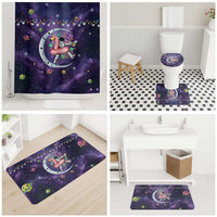 Funny Astronauts Sit On Flamingo Christmas Bathroom Set Xmas Holiday Patterns - Wonder Print Shop