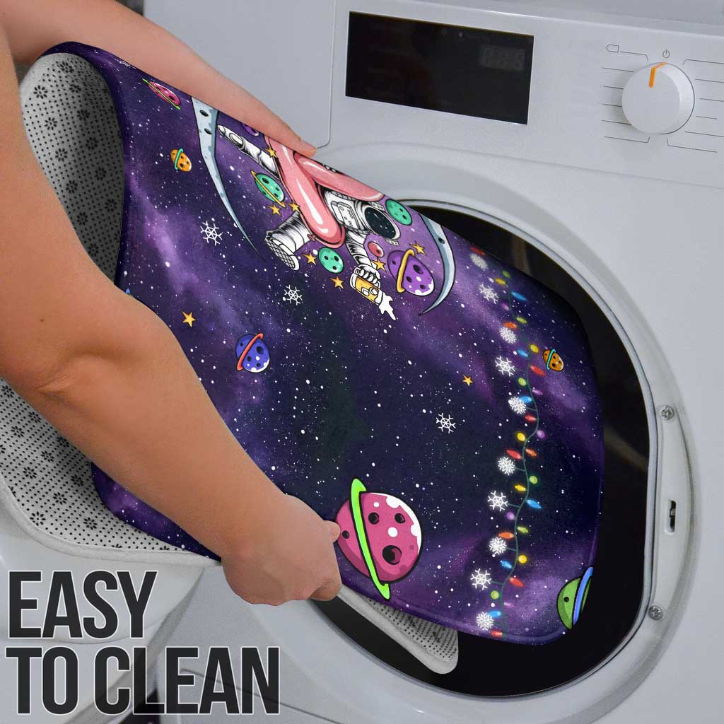 Funny Astronauts Sit On Flamingo Christmas Bathroom Set Xmas Holiday Patterns - Wonder Print Shop