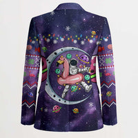 Funny Astronauts Sit On Flamingo Christmas Blazer Xmas Holiday Patterns - Wonder Print Shop
