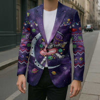 Funny Astronauts Sit On Flamingo Christmas Blazer Xmas Holiday Patterns - Wonder Print Shop