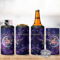 Funny Astronauts Sit On Flamingo Christmas 4 in 1 Can Cooler Tumbler Xmas Holiday Patterns - Wonder Print Shop