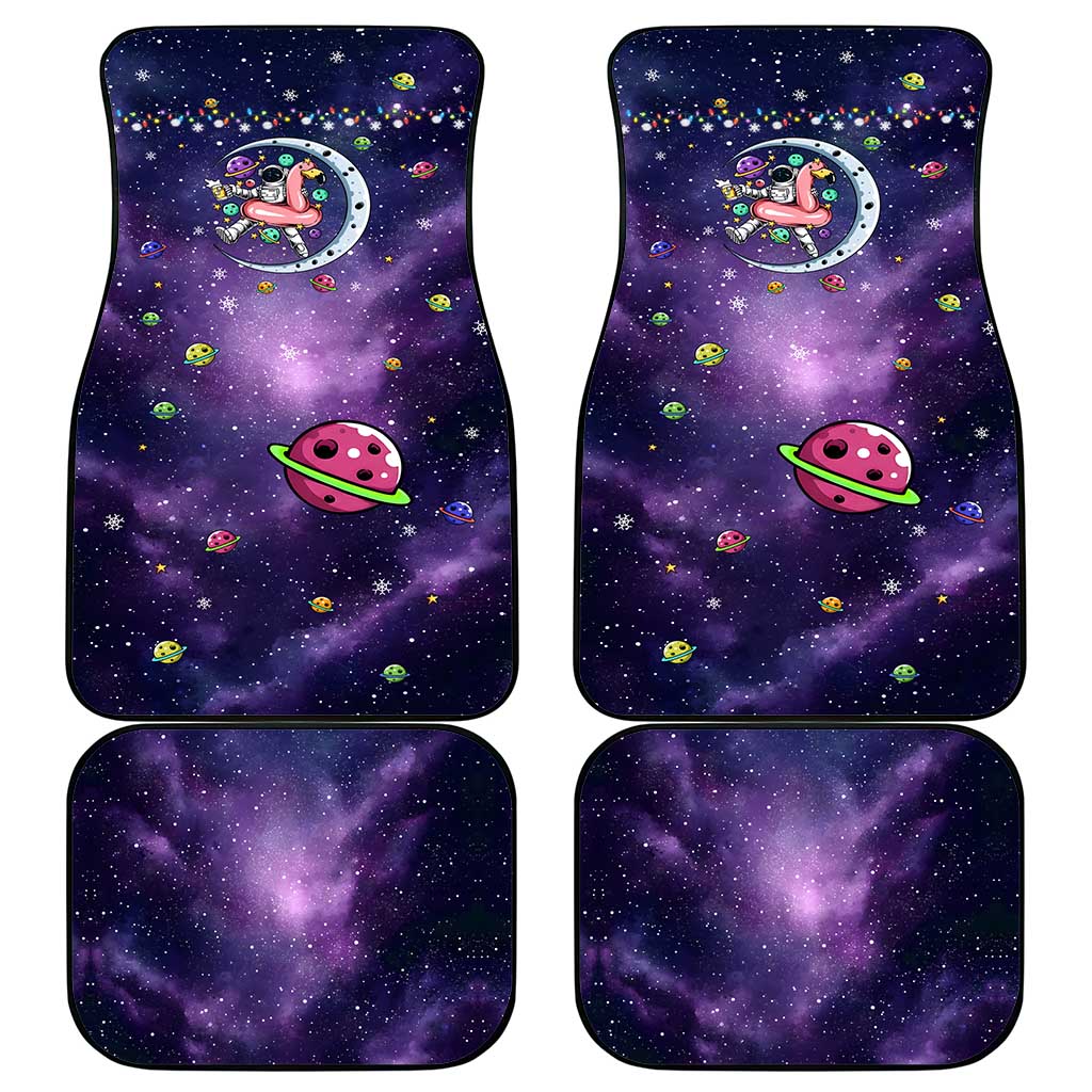 Funny Astronauts Sit On Flamingo Christmas Car Mats Xmas Holiday Patterns - Wonder Print Shop