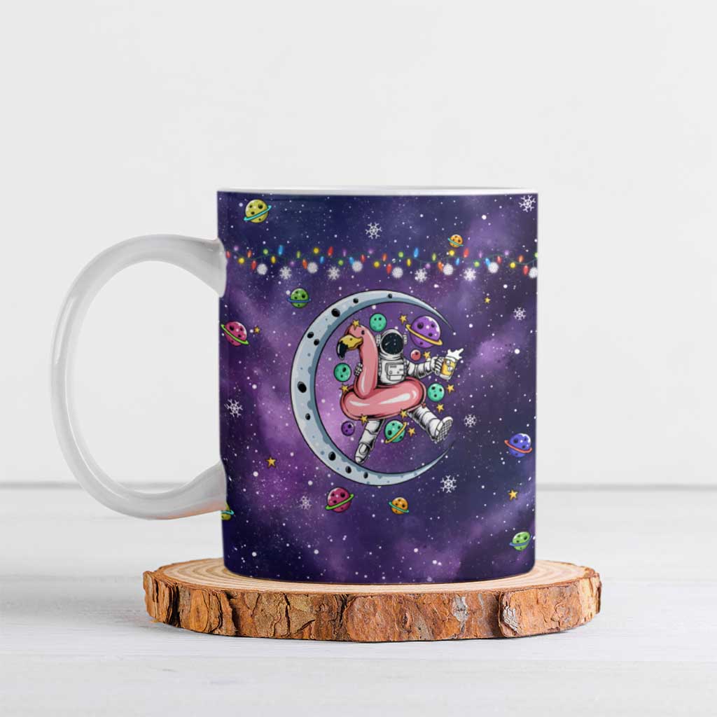 Funny Astronauts Sit On Flamingo Christmas Ceramic Mug Xmas Holiday Patterns - Wonder Print Shop