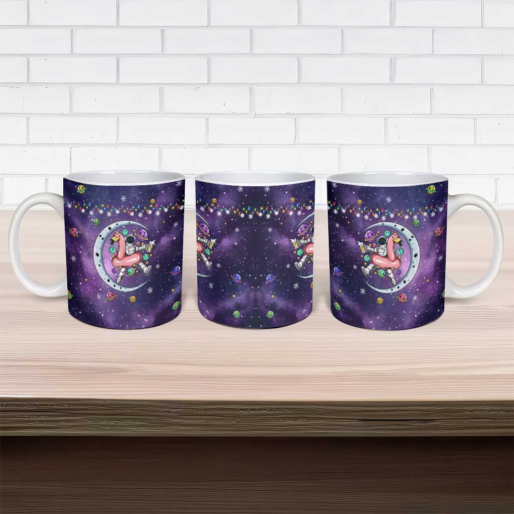 Funny Astronauts Sit On Flamingo Christmas Ceramic Mug Xmas Holiday Patterns - Wonder Print Shop