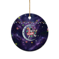 Funny Astronauts Sit On Flamingo Christmas Ceramic Ornament Xmas Holiday Patterns - Wonder Print Shop